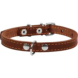 Нашийник одинарний Collar, шкіра, 22-30х1 см, коричневий