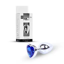 Анальна пробка - Jewellery Silver Heart PLUG- Dark Blue - мініатюра 1