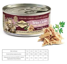 Вологий корм для кошенят Carnilove Turkey&Salmon Kitten Індичка і лосось 100 г - мініатюра 2