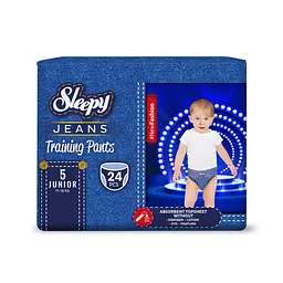 Підгузки-трусики дитячі Sleepy Jeans junior 5 (11-18 кг) 24 шт. у вигляді джинсів
