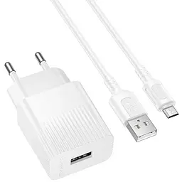 МЗП Borofone BAS71A Source 10.5W (1USB-A) + кабель USB to MicroUSB White - мініатюра 2
