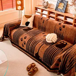 Накидка на диван Love You Коти та лапки двостороння MP12 180х220 см коричнева (LY8712)