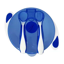 Тарілка на присосці з ложкою та виделкою MGZ-0109(Blue) 350 мл - мініатюра 2
