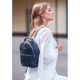Шкіряний жіночий Міні-рюкзак Kylie Синій - мініатюра 7