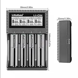 Зарядний пристрій для Liitokala Lii-CH4, 4 канали, Li-1.5/Ni-Mh/Li-ion/LiFePO4/Li-HiV, USB-C, LCD - мініатюра 4