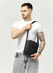 Сумка чоловіча через плече месенджер Sambag Makros чорна 23 х 19 х 7 см (70230001m) - мініатюра 2