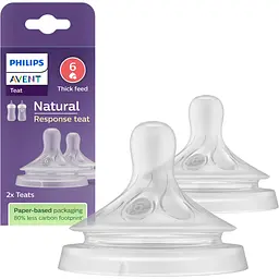 Силіконова соска Philips AVENT Natural Природний потік від 6 міс. для густої їжі 2 шт. (SCY966/02)