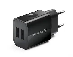 Мережевий зарядний пристрій REAL-EL CH-210 (2USB, 2.1A) Чорний - мініатюра 3