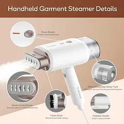 Newbealer Steamer для одягу, ручний пароплав з горизонтальним та вертикальним пропарюванням, 2 рівні пари 20s нагріву - мініатюра 2