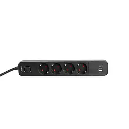 Мережевий подовжувач VIDEX ONCORD з/з 4п 3м (3x1.5мм) 3.4А USB(QC3.0) +USB-C(PD20W) з кнопкою Black VIDEX (27696-000) - мініатюра 5