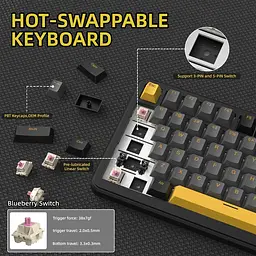 Клавіатура Attack Shark X85 Pro RGB Linear Blueberry Switch Wireless Starry Black (AS-6972792470368-SB-UA) [166731] - мініатюра 6