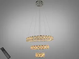 Підвісна LED люстра Diasha 7895/600+400+200CH з кришталем, хром, 70 W, з пультом, освітлення 10-20 м2