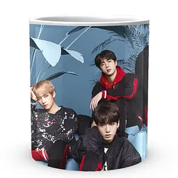 Кухоль GeekLand Bangtan Boys BTS Синій фон з рослинами CP 04.472.263 330 мл білий - мініатюра 2