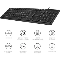 Клавіатура OfficePro SK166 USB Black (SK166) - мініатюра 8