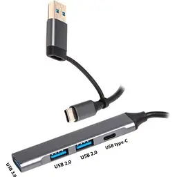 Концентратор Dynamode USB Type-C + USB-A to 1хUSB-C 3.0 1хUSB-A 3.0 2xUSB-A 2.0 dark grey (DM-UH-314AC) - мініатюра 4