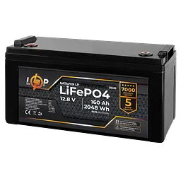 Акумулятор LP LiFePO4 12,8V - 160 Ah (2048Wh) (BMS 80A/40А) пластик для ДБЖ - мініатюра 3