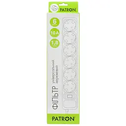 Мережевий фільтр живлення Patron 1.8m (SP-1062W), 6 розеток White (EXT-PN-SP-1062W) - мініатюра 2