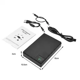 ДБЖ UPS для роутера DC1018P 12000 mAh 12V/ 9V/ 5V для пристроїв постійного струму (модем, термінал, ONU, GPON, камера) black - мініатюра 2