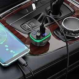 Автомобільний FM модулятор (трансмітер) Hoco E62 2хUSB + Type-C FM 2/24V - мініатюра 6