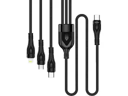 Кабель ColorWay USB Type-C / Micro USB / Lightning USB Type-C to 3 in 1 Lightning/MicroUSB/USB Type-C 60W 1.2m Black (CW-CBPDU3060-BK)