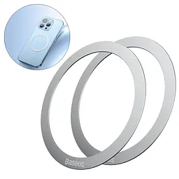 Пластина для MagSafe Baseus Halo Series Magnetic Metal Ring 2pcs/pack PCCH000012 Silver - мініатюра 4