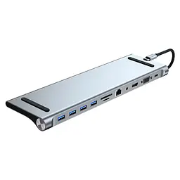 Порт-реплікатор Dynamode 11-in-1 USB-C to HDTV 4K/30Hz, VGA, 1хUSB3.0, RJ45, Type-C PD, Audio, SD/MicroSD (BYL-2003)