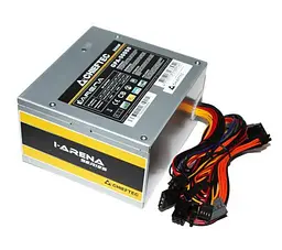 Блок живлення 500 Вт, Chieftec IARENA, сріблястий, 80+ Standart, Active PFC, 120 мм, 2xMolex/3xSATA/1x6+2-pin/1x4+4-pin