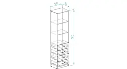 Пенал Анжело Ferrum-decor на 3 полиці із 4 ящиками 1900x500x380 ДСП Білий 16 мм (FRD-104960) - мініатюра 4