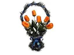 Корзина з квітами E.M.F №3 "Тюльпан" 47х36см помаранчевий