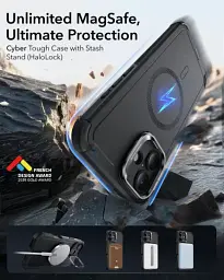 Протиударний чохол з підставкою ESR Cyber ​​Tough Case з Stash Stand (HaloLock) Black для iPhone 16 (1A7630102) - мініатюра 2