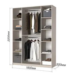 Шафа 4-дверна MebelStar Оскар Gloss BL-B, додаткова штанга 160x52x220 см Антрацит/Альмонд (MBS-5270) - мініатюра 3
