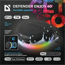 Акустична система 1.0 Defender Enjoy 40 7Вт Magnet/BT/IPX4/FM/TF/TWS - мініатюра 6