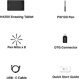 Huion Графічний планшет 4.17"x 2.6" H420X USB-C чорний - мініатюра 8