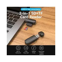 Зчитувач флеш-карт Vention USB 3.0 to SD+TF Black Dual Drive Letter (CLGB0) - мініатюра 5