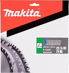 Диск пиляльний по алюмінію 260х30 мм 100T Makita SPECIALIZED B-33336 - мініатюра 4