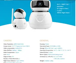 Поворотна камера Sannce Wi-Fi IP HD 1080P Escam Wanscam Оригінал - мініатюра 4