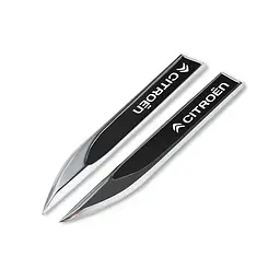 Емблема крила CITROEN 2шт чорні 148х18 мм метал (на скотчі)