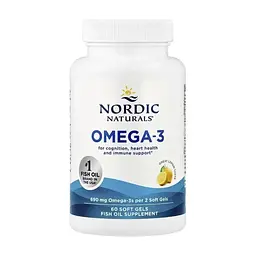 Витаминно-минеральный комплекс Nordic Naturals Омега-3, 690 мг на порцию, вкус лимона, Omega-3, 60 гелевых кап (NOR-01760) - миниатюра 3