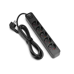 Мережевий подовжувач VIDEX ONCORD з/з 5п 3м (3x1.5мм) з кнопкою Black VIDEX (27690-000) - мініатюра 2
