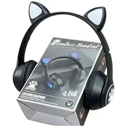 Дитячі навушники Cat MZ-023 Bluetooth RGB підсвічування FM microSD з котячими вушками чорний - мініатюра 4