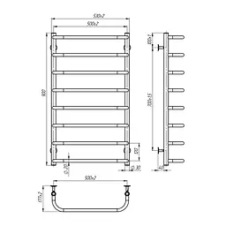 Рушникосушка водяна Onlyheat Elaro 500/900/8, Хром - мініатюра 3