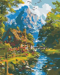 Алмазна мозаїка/вишивка Гірське життя 40*50 см Орігамі OD 3438