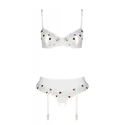 Сексуальний комплект з поясом для панчіх Passion LOVELIA SET S/M, white - мініатюра 5