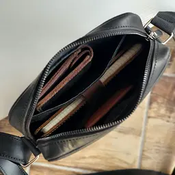 Чоловіча шкіряна сумка кросс боді GS чорна 22*20*5 см (Б2К 001 черн) 200 - мініатюра 4