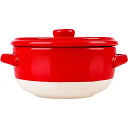 Форма для запікання МВМ My Home кругла з кришкою S 14.5х11.5х6.5 см (KP-45 S WHITE/RED)