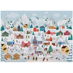 Пазли тришарові Interdruk у квадратній коробці Christmas Village 1000 елементів (376282) - мініатюра 2