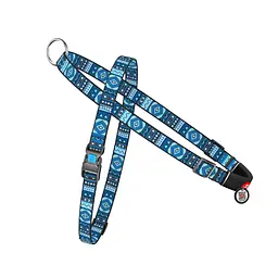 Шлея для собак швидкознімна Waudog Nylon з QR паспортом, малюнок Етно синій, пластиковий фастекс, S, Ш 15 мм, А 40-55 см, 45-60 см