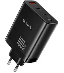 Зарядний пристрій Romoss 2C1A 100W GaN 3 порти (AC100I-12-234H) чорний