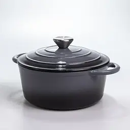 Каструля чавунна емальована Premium Cookware 2.5 л з кришкою Сіра для тушкування та запікання - мініатюра 5