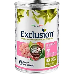Вологий корм для цуценят усіх порід Exclusion Noble Grain Puppy Chicken All Breed з м`ясом курки 400 г